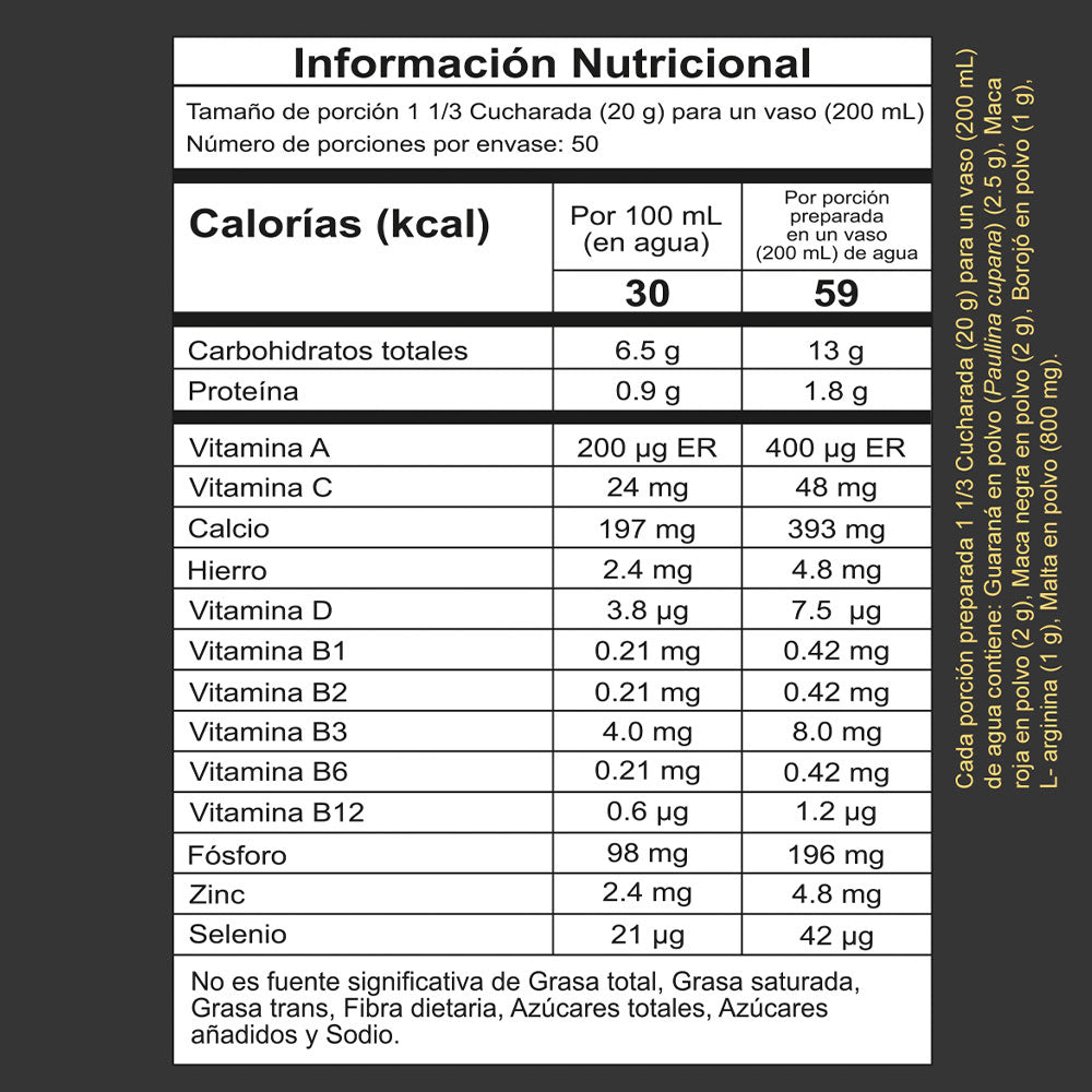 GINKMX | Maca roja | Maca negra | Guaraná | 1000g
