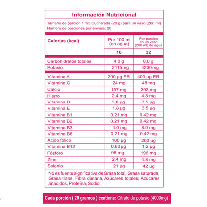 Muno mx con Citrato de potasio | vitaminas y minerales | 400 gramos