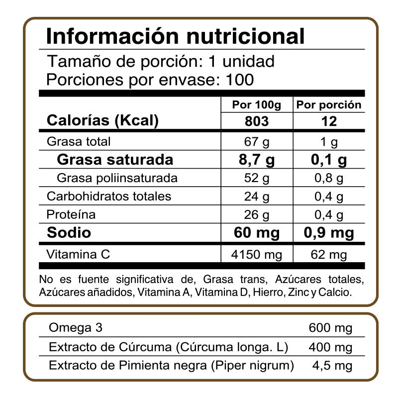 Omega 3 | cúrcuma y pimienta | 100 cápsulas
