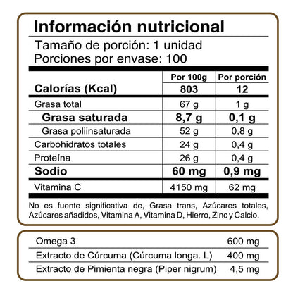 Omega 3 | cúrcuma y pimienta | 100 cápsulas